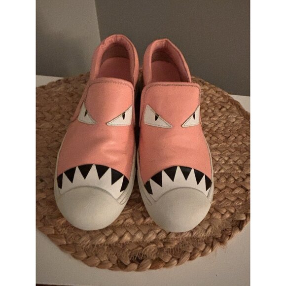 Fendi Shoes - Fendi Jagged Teeth Monsters Motif Pink Slip-on Sneakers Shoes Size Eur 38 US 8